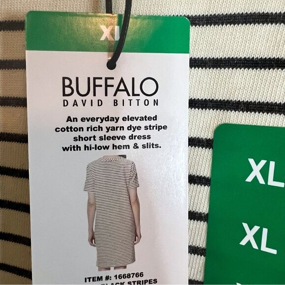 NWT Womens Buffalo David Bitton Striped Flowy Comfy TShirt Dress Knee Length XL - Picture 7 of 8